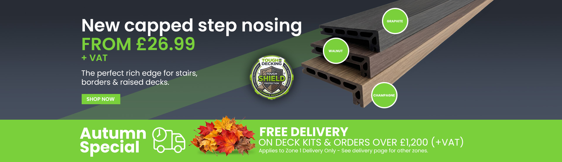 Composite step nosing boards for deck steps