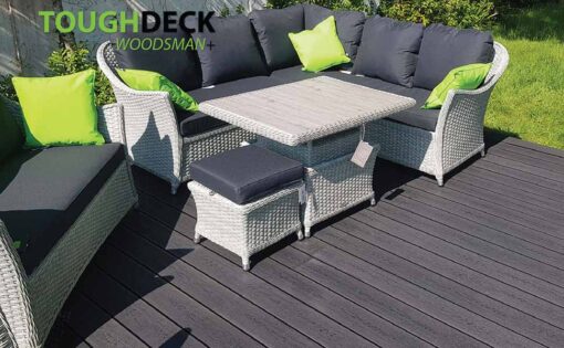 Charcoal Black Composite Decking With Ratan Furniture