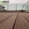 Chocolate Brown Composite Decking With Glass Balustrade