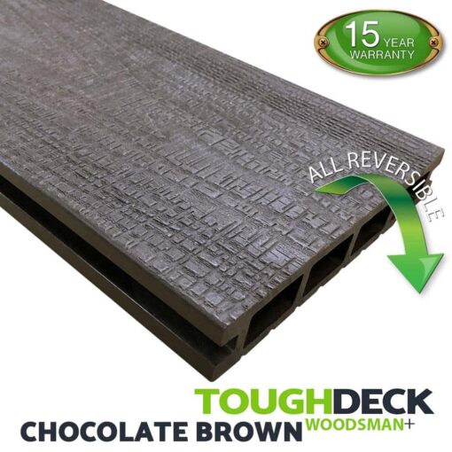 Tough Deck Woodsman+ - Chocolate Brown Wood Grain Reversible WPC Decking Board