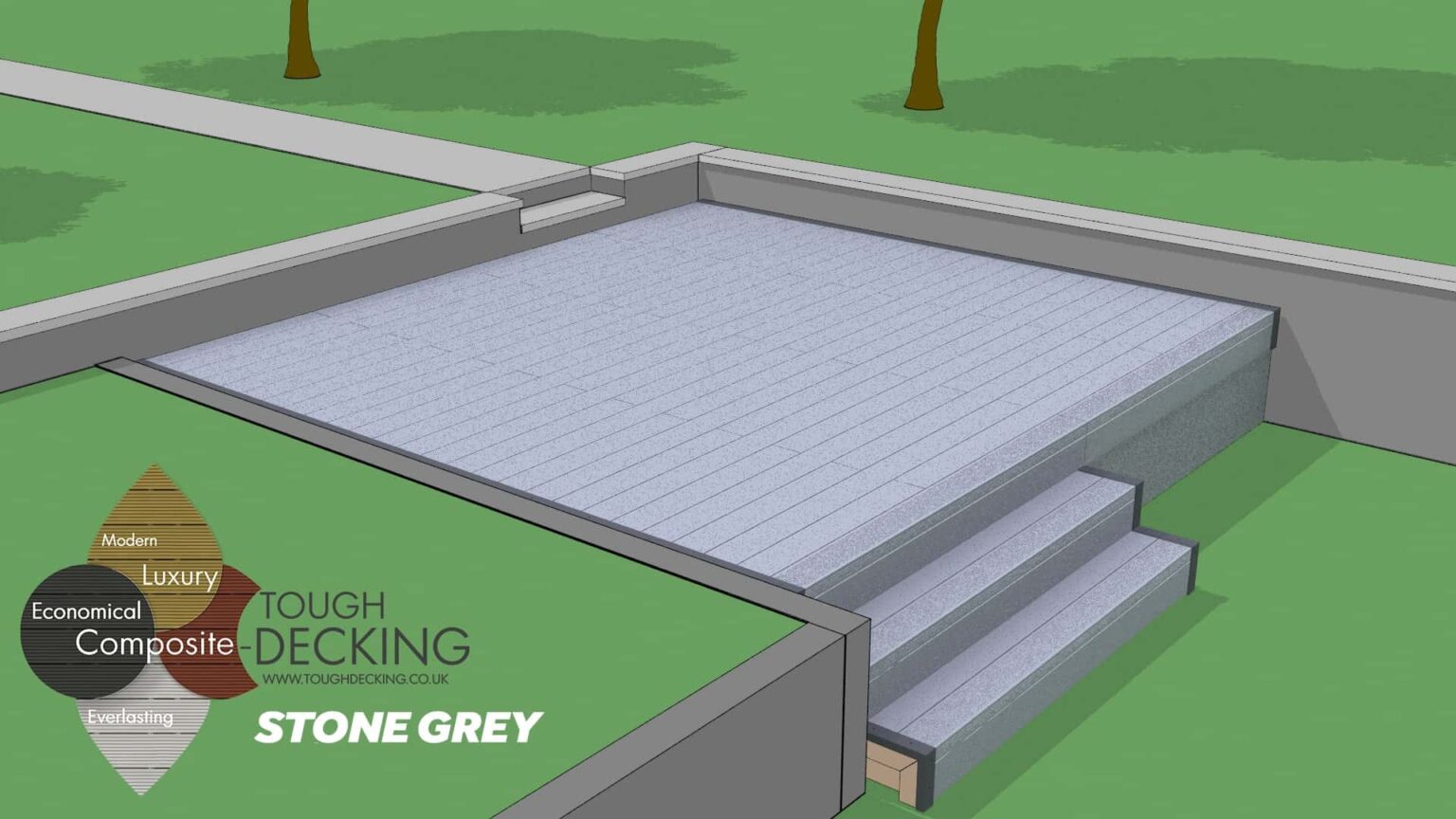 Stone Grey Decking Step Nosing Boards WPC Decking