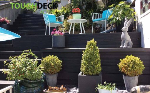 Tough Decking Charcoal Black Active+ In Tiered Steps With L Profile Edging