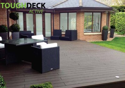 Chocolate Brown Active+ Composite Decking Patio With Ratan Furniture