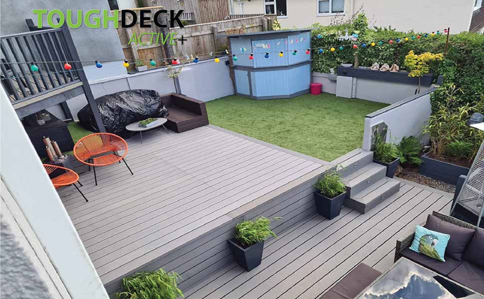Tough Decking Stone Grey Active + With Boards Used As Wrap Around Fascia