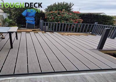 Tough Decking Anthracite Active + On Wood Frame With Contrasting Composite Balustrade
