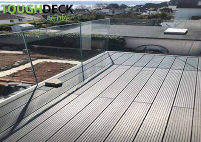 Tough Decking Charcoal Black Active + On Balcony With Glass Balustrade