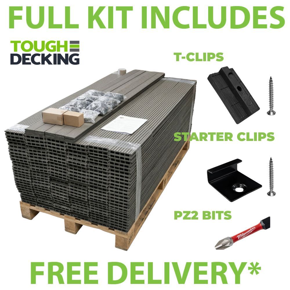 Composite Decking Kits Only Available At Tough Decking - All Boards & Fixing Clips Included
