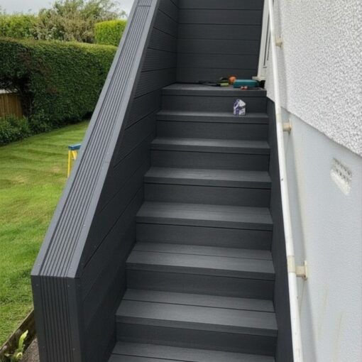 Premium Graphite Grey From Tough Deck With Charcoal L Profile Trim - Step To House
