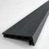 Graphite Grey capped composite step nosing board showing embossed woodgrain tread surface and drop nose profile