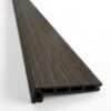 Close-up view of Walnut Brown composite step nosing board profile with 42mm drop nose lip