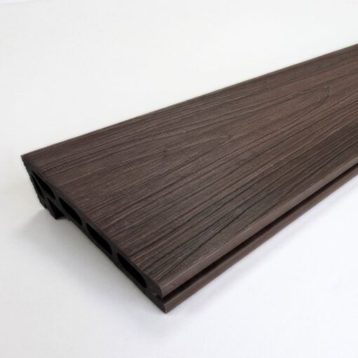 Textured top tread surface of Walnut Brown capped composite step nosing board